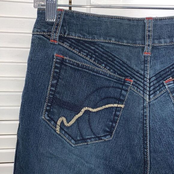 Vintage ECKO Red Flare Jeans Embroidered Logo Size 9 - Picture 11 of 16